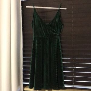 Forever 21 Velvet Dark Green Strap Mini Dress
